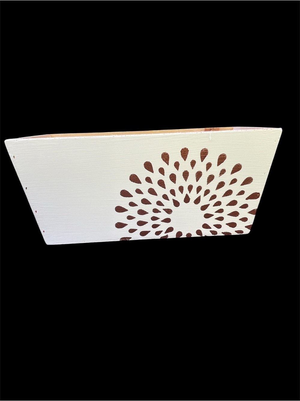 White Decorative Wooden Box with Brown Burst Motif